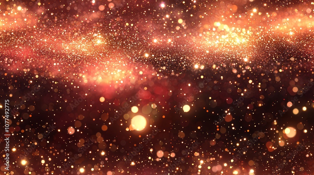 Glittering gold and red sparkle background with shimmering bokeh lights Glittering gold and red sparkle background with shimmering bokeh lights