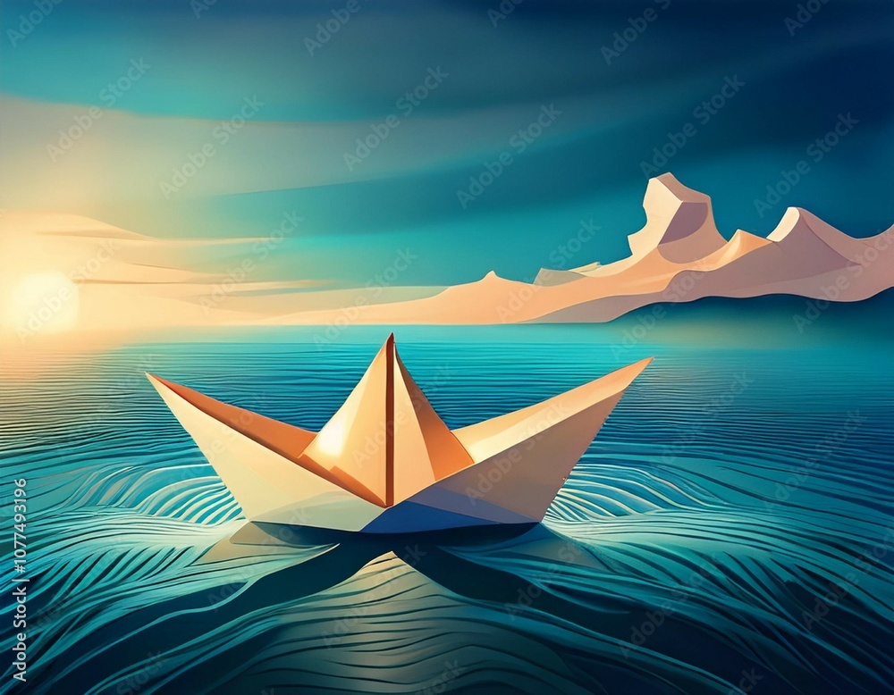 paper boat on the ocean paper boat on the ocean