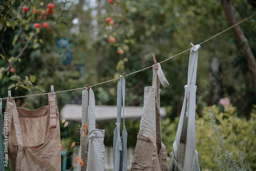 Hanging Aprons Sway Gently in the Garden Breeze