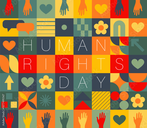 Human Rights Day. Stop racism. Hands. Vector illustration