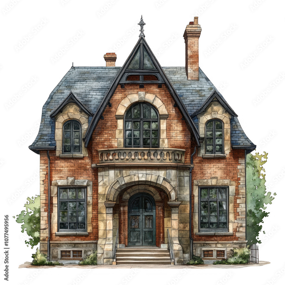 Majestic Victorian-Style Architecture with Ornate Details and Pointed Roofline Majestic Victorian-Style Architecture with Ornate Details and Pointed Roofline