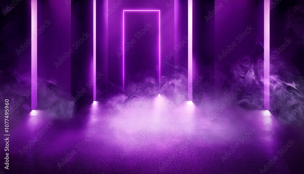 a purple room with smoke and neon lights a purple room with smoke and neon lights