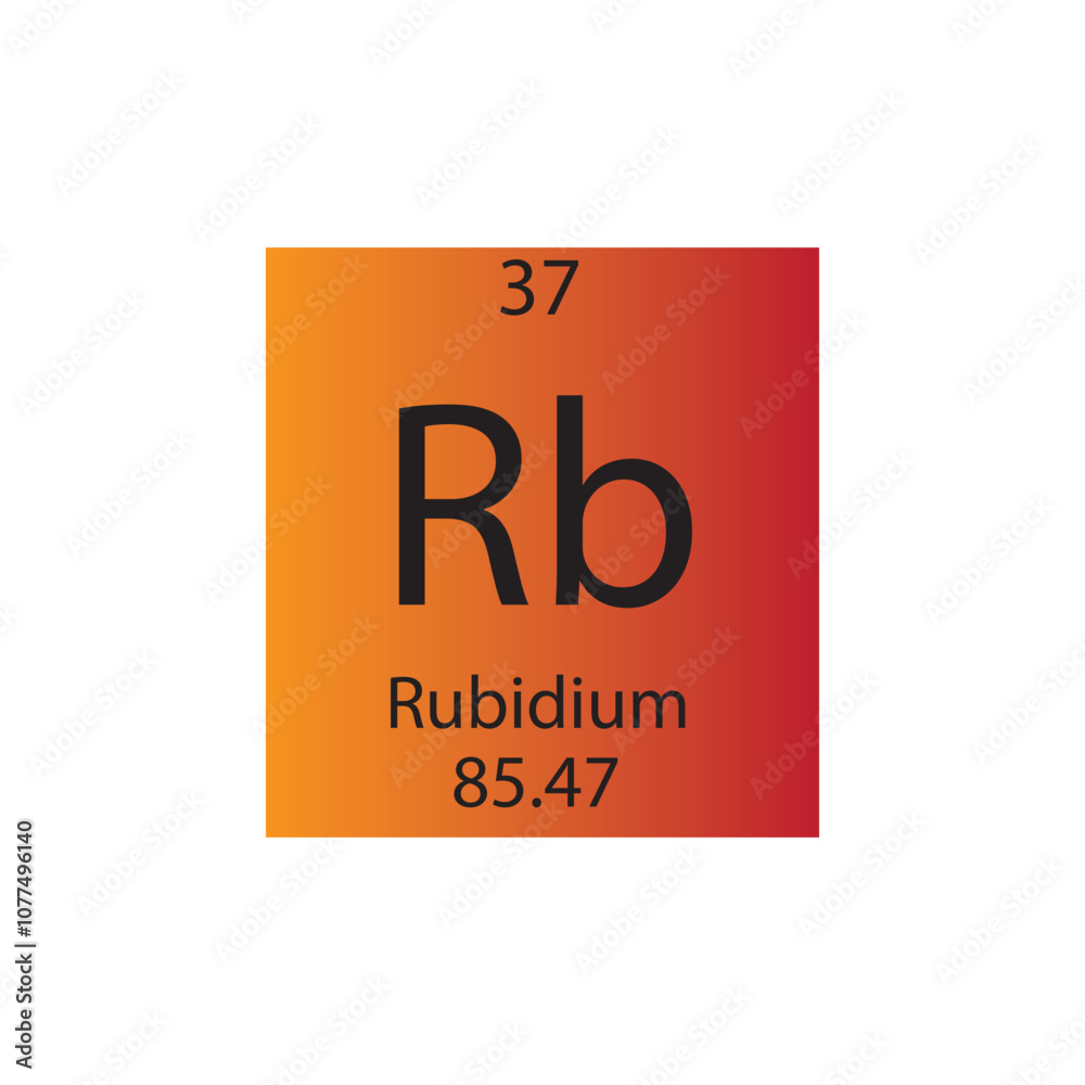 Rb Rubidium Alkali metal Chemical Element Periodic Table. Simple flat square vector illustration, simple clean style Icon with molar mass and atomic number for Lab, science or chemistry class. Rb Rubidium Alkali metal Chemical Element Periodic Table. Simple flat square vector illustration, simple clean style Icon with molar mass and atomic number for Lab, science or chemistry class.