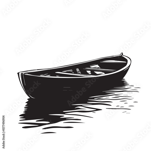 Boat In cartoon, hand-drawn flat style. image for social media, websites and UI. Isolated 2D vector design in logo, icon, sketch style, simple line vector, single color. AI Generative Art.