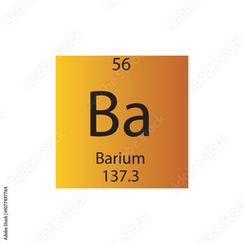 Ba Barium Alkaline earth metal Chemical Element Periodic Table. Simple flat square vector illustration, simple clean style Icon with molar mass and atomic number for Lab, science or chemistry class.