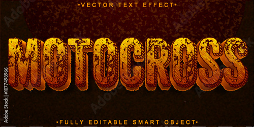 Cartoon Orange Motocross Vector Fully Editable Smart Object Text Effect