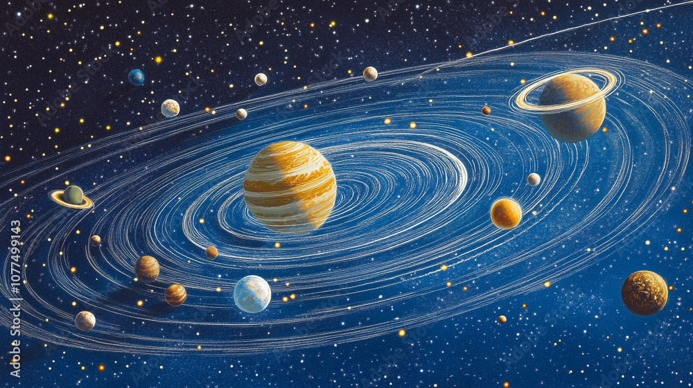 Obraz premium Solar System Planets Space Exploration Astronomy Science Artwork