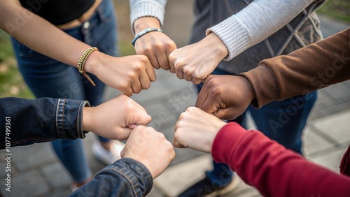 People Hands Joining Their Fist To Form Circle