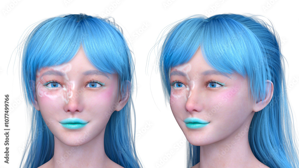 女性の顔アップ 3DCGレンダリング 女性の顔アップ 3DCGレンダリング