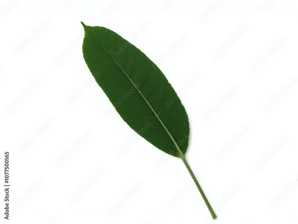 Isolated Green Herbal Supplement Leaf on White Background Isolated Green Herbal Supplement Leaf on White Background