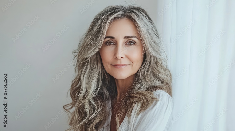 Natural Beauty Portrait of a Mature Woman with Long Hair Natural Beauty Portrait of a Mature Woman with Long Hair