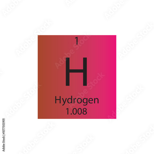 H Hydrogen Non reactive metal Chemical Element Periodic Table. Simple flat square vector illustration, simple clean style Icon with molar mass and atomic number for Lab, science or chemistry class.