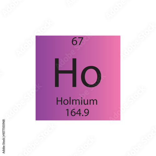 Ho Holmium Lanthanide Chemical Element Periodic Table. Simple flat square vector illustration, simple clean style Icon with molar mass and atomic number for Lab, science or chemistry class.