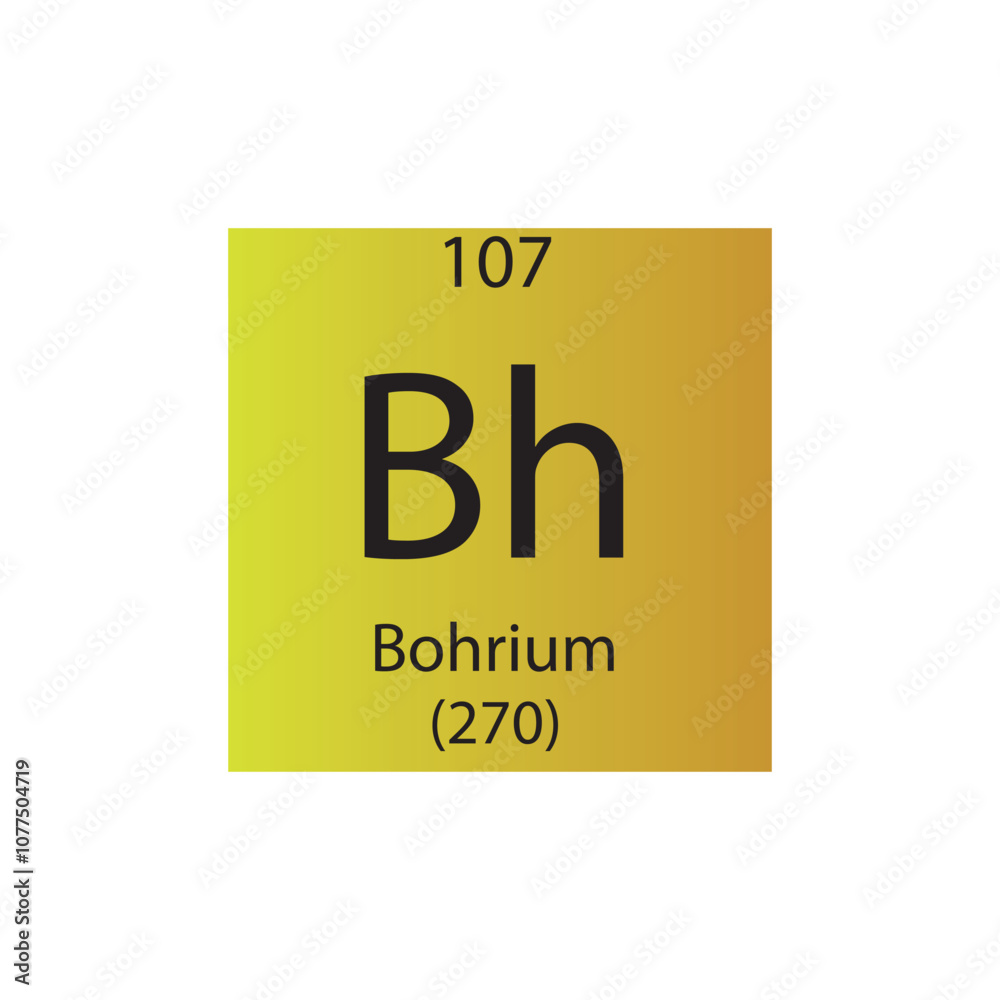 Bh Bohrium Transition metal Chemical Element Periodic Table. Simple flat square vector illustration, simple clean style Icon with molar mass and atomic number for Lab, science or chemistry class. Bh Bohrium Transition metal Chemical Element Periodic Table. Simple flat square vector illustration, simple clean style Icon with molar mass and atomic number for Lab, science or chemistry class.