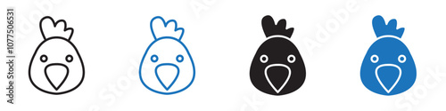 Chicken icon Vector set outline