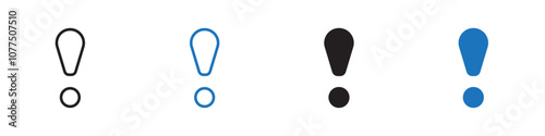 Exclamation icon Vector set outline