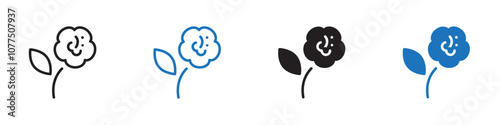Flower icon Vector set outline