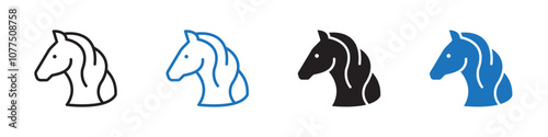 Horse icon Vector set outline