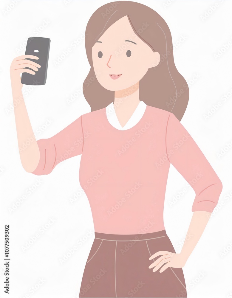 Smiling businesswoman taking a selfie with her smartphone, capturing a moment for social media or personal use Smiling businesswoman taking a selfie with her smartphone, capturing a moment for social media or personal use
