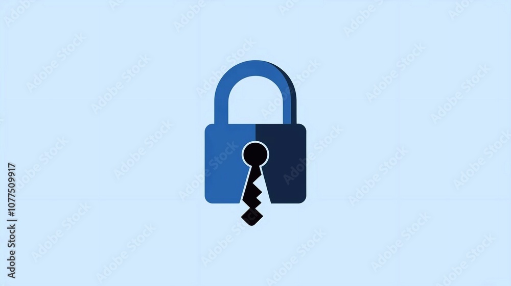Minimalistic blue padlock on a white background symbolizing security, privacy, and protection in a digital or physical context. Minimalistic blue padlock on a white background symbolizing security, privacy, and protection in a digital or physical context.