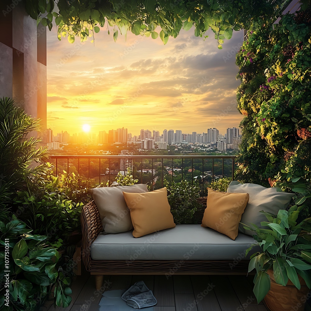 Comfortable seating with a calm balcony view, perfect for unwinding.
