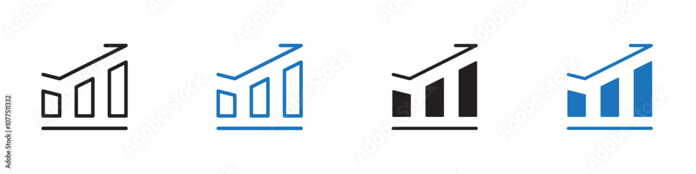 Profit chart icon Vector set outline
