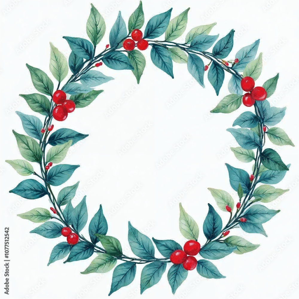 Fototapeta premium Christmas wreath with space for text