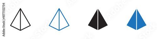 Triangular pyramid icon Vector set outline
