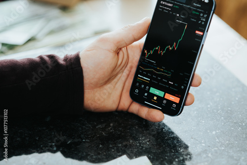 Checking Cryptocurrency Market Chart on Smartphone