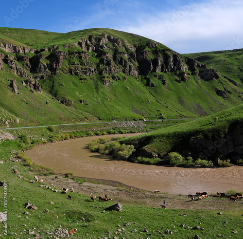 A view from the rural areas of Hamur Town in Agri, Turkey