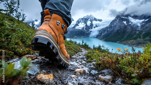 Hiking Boots on a Mountain Trail