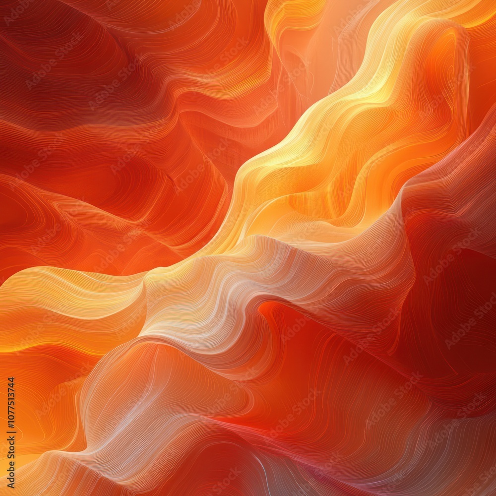 Obraz premium Abstract background with swirling, wavy lines in orange, red, and yellow.