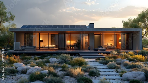 Modern House with Solar Panels