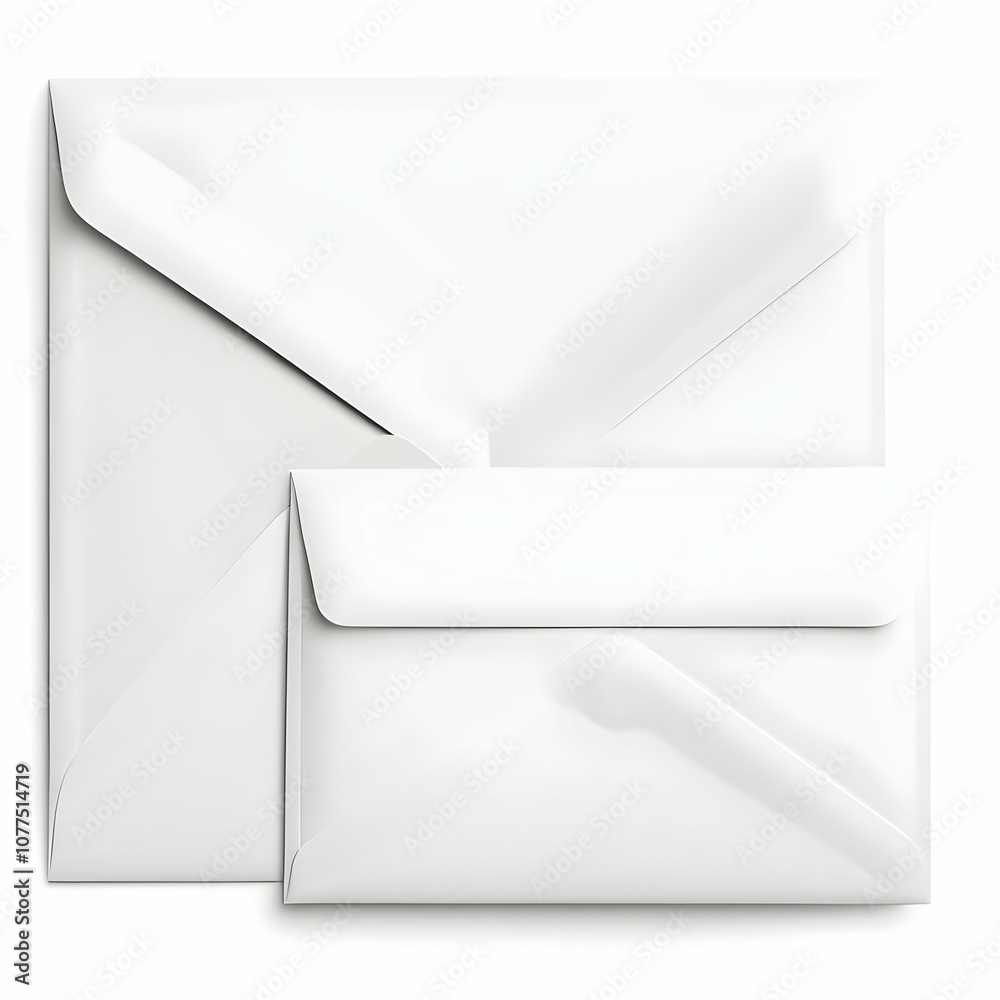 Set of white envelopes (sealed, empty and with a blank paper inside), isolated on white background Set of white envelopes (sealed, empty and with a blank paper inside), isolated on white background