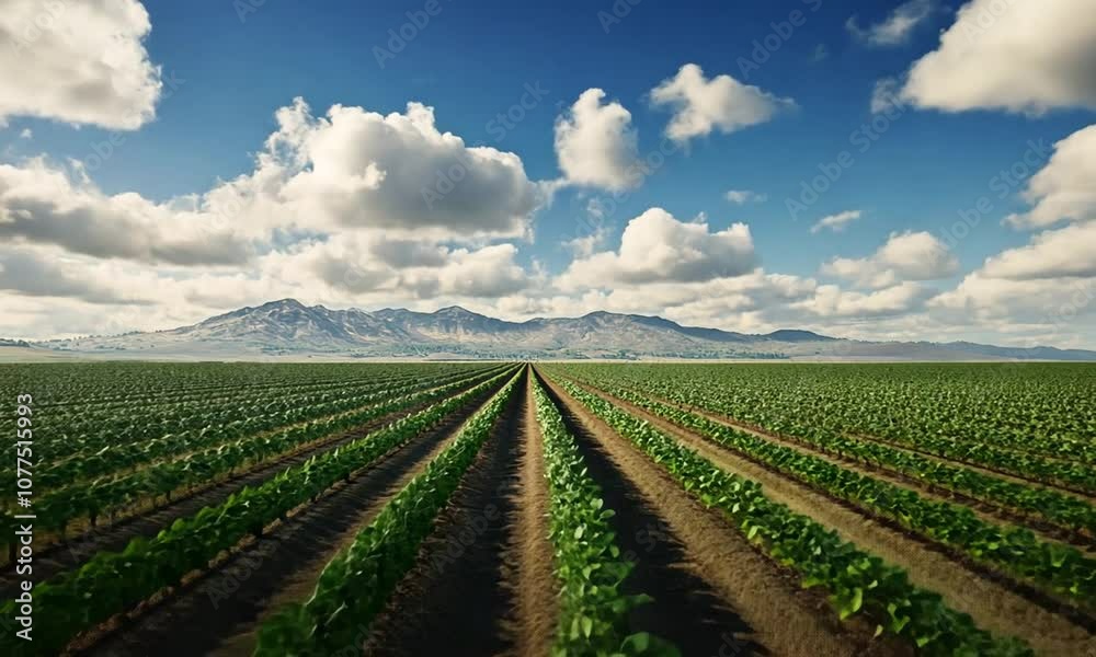 Expansive Field with Mountain Range