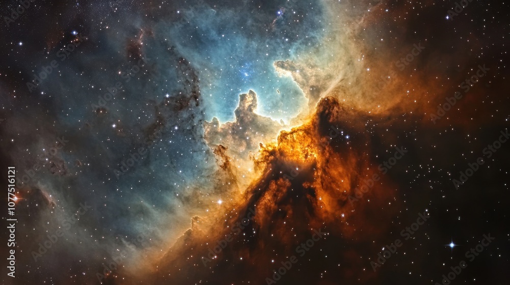 Fototapeta premium Nebula and galaxies in space. Abstract cosmos background