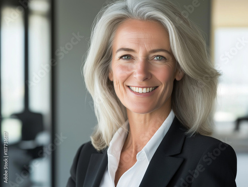 Smiling woman in professional corporate attire