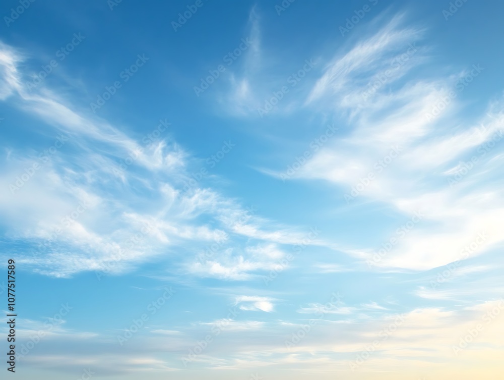 Obraz premium Blue Sky with White Cirrus Clouds