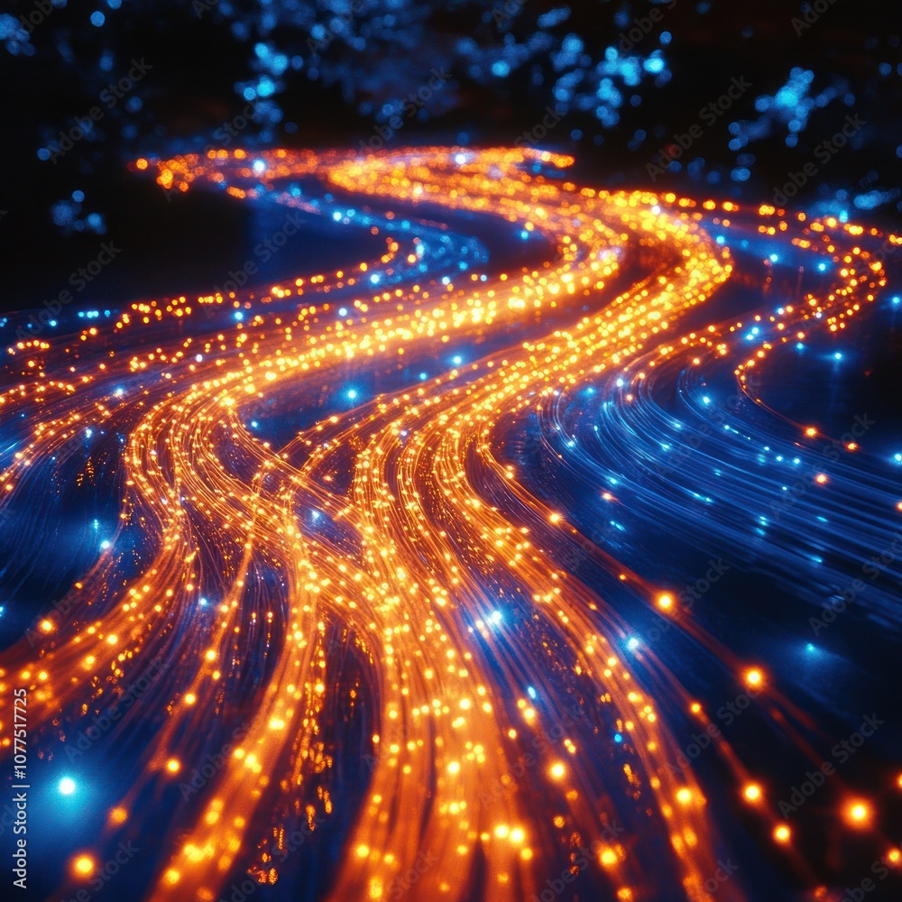 Abstract glowing lines forming a path in dark background. Abstract glowing lines forming a path in dark background.