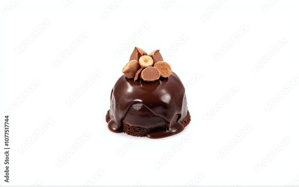 Elegant Chocolate Dessert: Ganache with Hazelnuts on White Surface Elegant Chocolate Dessert: Ganache with Hazelnuts on White Surface