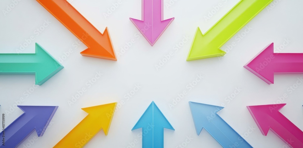 Colorful arrows pointing in different directions on a white background, symbolizing progress and growth Generative AI Colorful arrows pointing in different directions on a white background, symbolizing progress and growth Generative AI