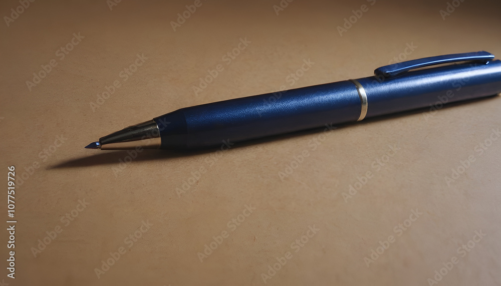 dark blue pen on a light brown background dark blue pen on a light brown background