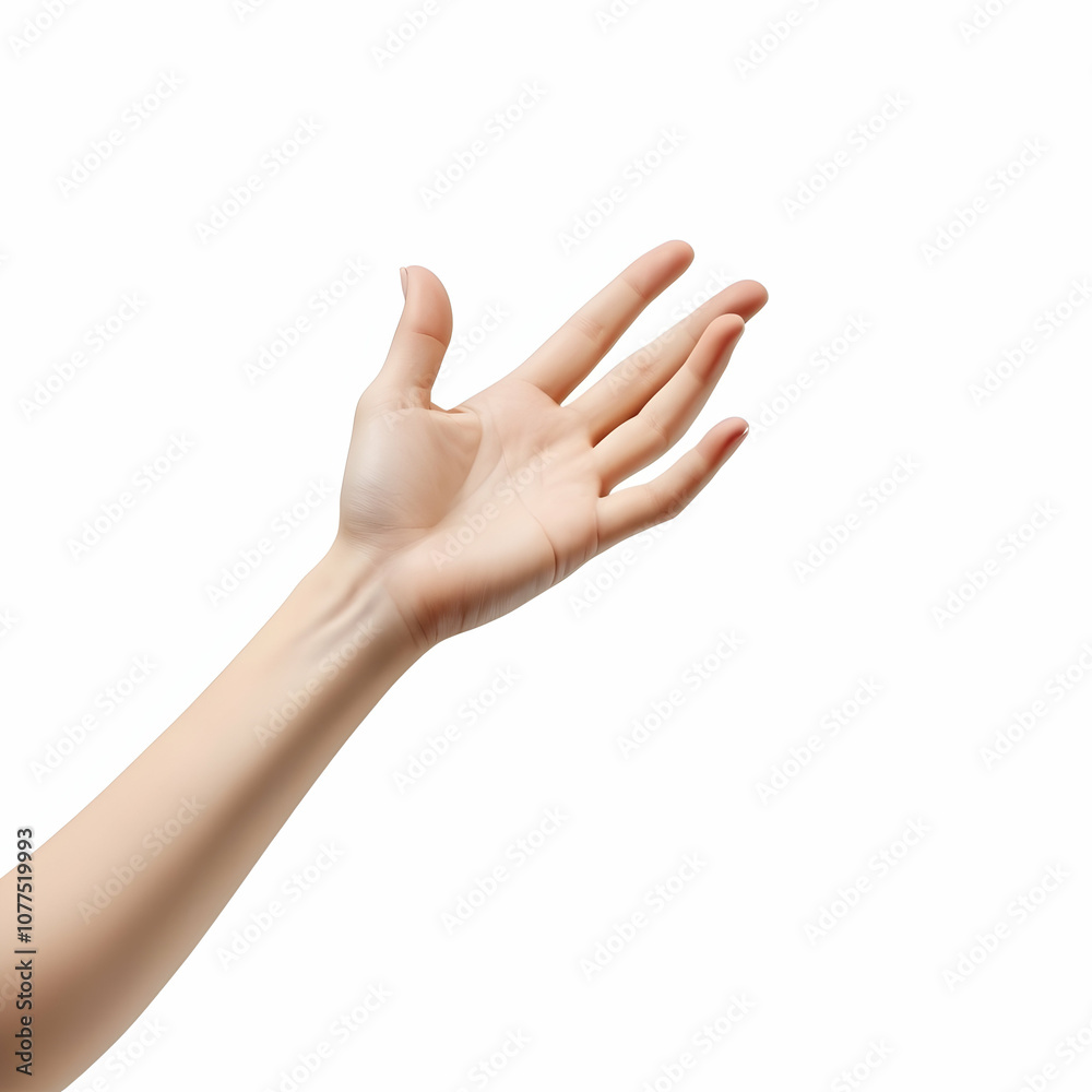Extended hand, isolated on white background