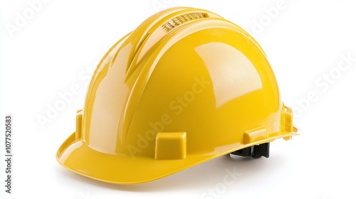 Bright yellow hard hat resting on a flat surface, symbolizing construction safety and protection