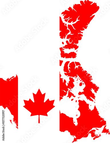 Canadian Flag In Borders Country Canada Stylized Outline | High Resolution, Vector Illustration, Isolated On Transparent Background