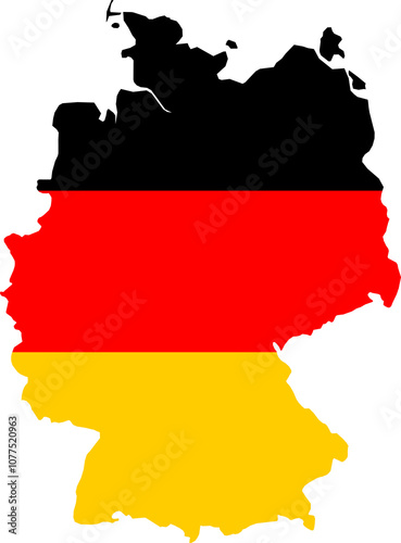 German Flag In Borders Of Country Germany Stylized Outline | High Resolution, Vector Illustration, Isolated On Transparent Background