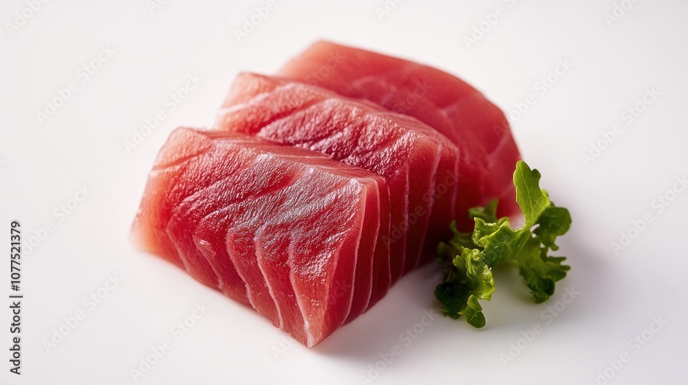 Closeup of Sashimi with a Green Garnish Closeup of Sashimi with a Green Garnish