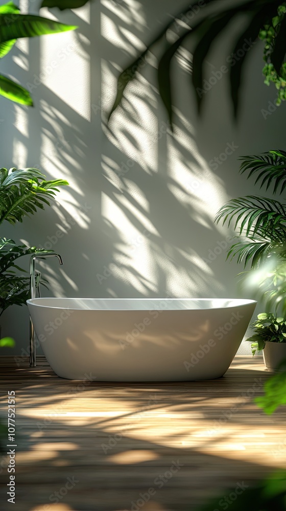 Minimalist Bathroom Interior with White Bathtub and Clean Aesthetic Minimalist Bathroom Interior with White Bathtub and Clean Aesthetic