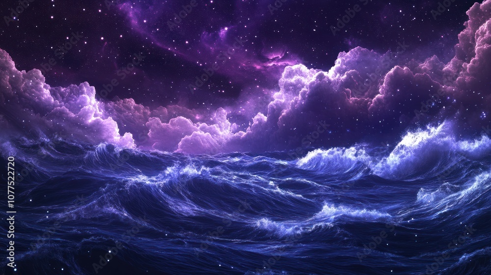 Fototapeta premium Starry Night Over The Ocean