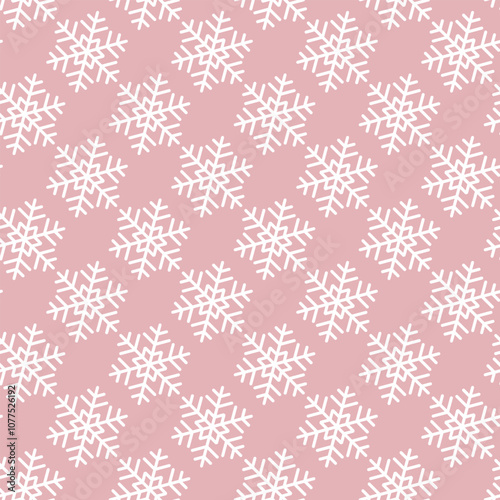Winter seamless pattern with white snowflakes on color background. Vector illustration for fabric, textile wallpaper, posters, gift wrapping paper. Christmas vector illustration. Falling snow